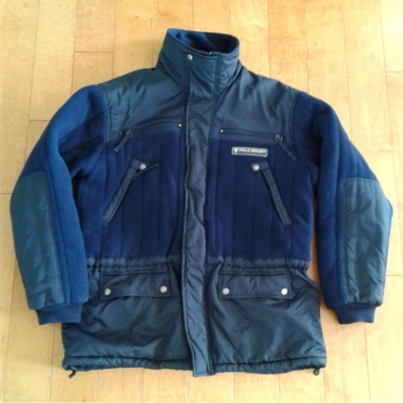 Polo Sport Ralph Lauren Fleece Jacket Large Winter Blue Warm parka L - Picture 4 of 6